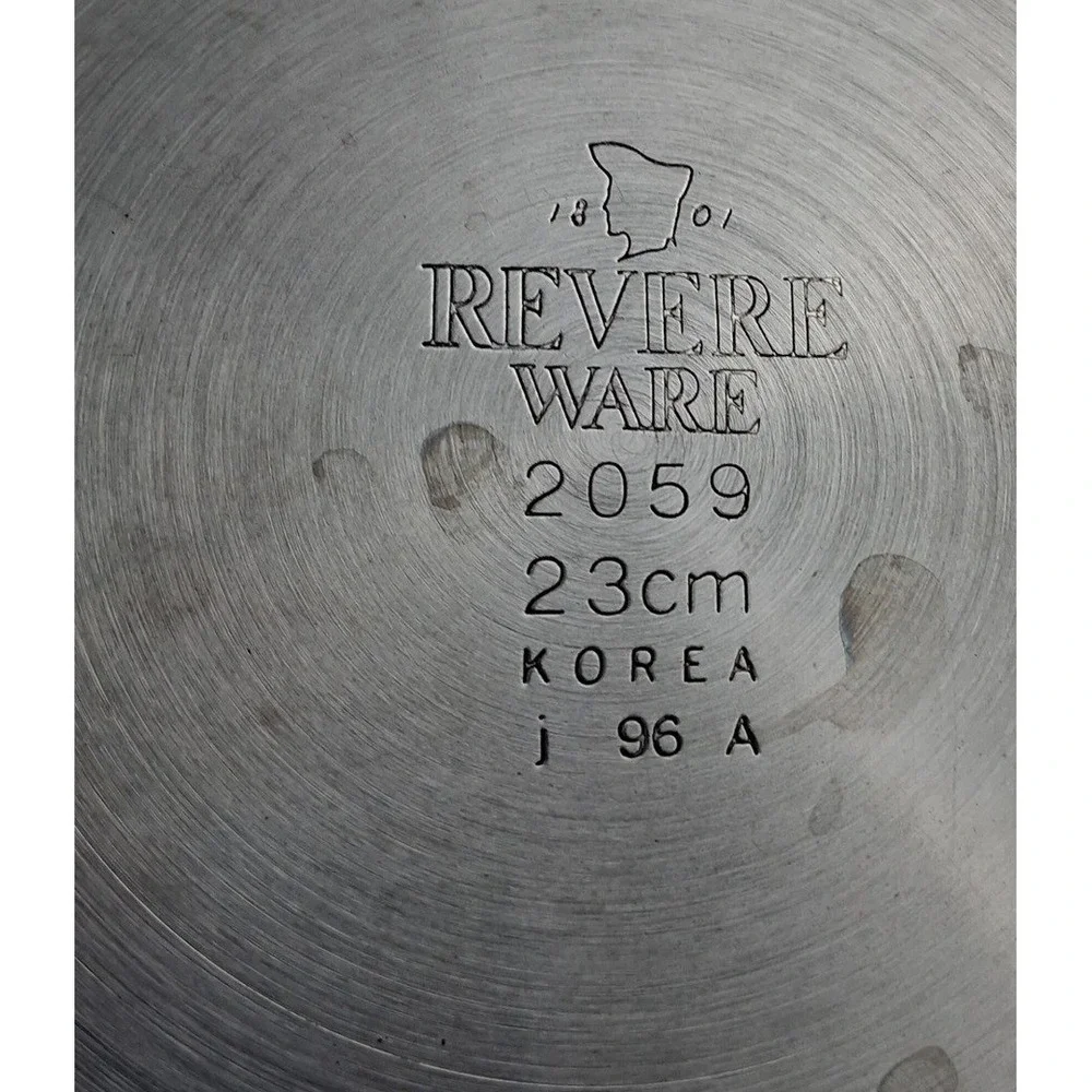Revere‎ Ware 2059 Stainless Steel Vintage 9 Inch Fry Pan Korea Black Handle